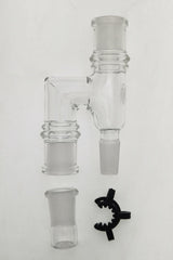 TAG Reclaim Adapter with Dish & Keck Clip for Bongs - Clear Glass, Front View