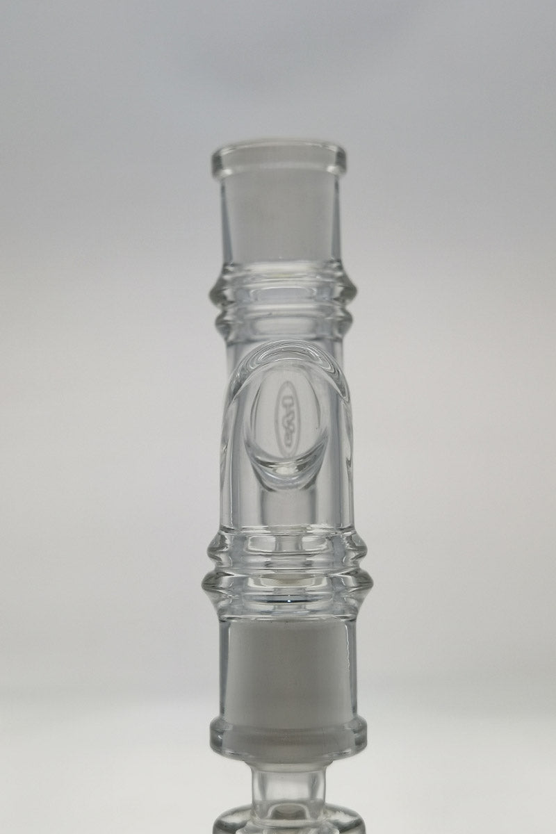 TAG Reclaim Adapter with Dish & Clip for Bongs, Clear Glass, 14mm Female Joint, Front View