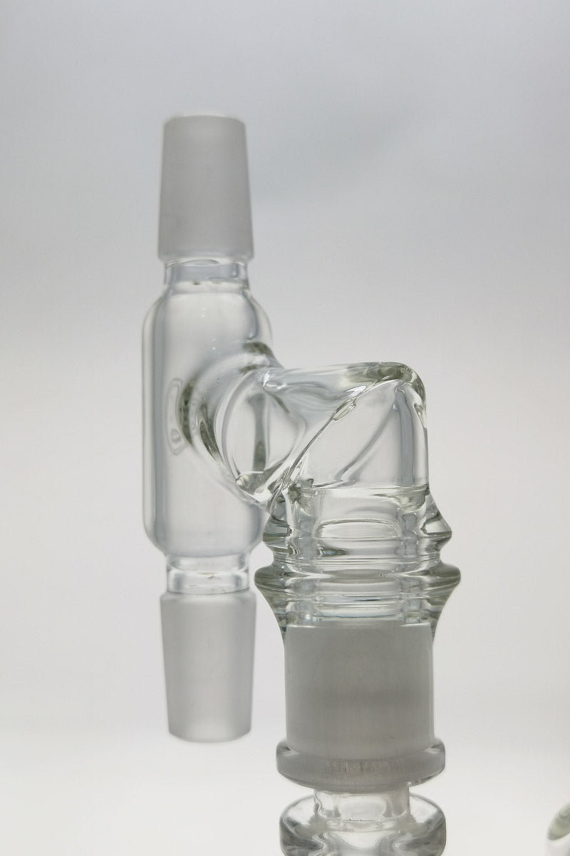 TAG Reclaim Adapter with Dish & Clip for Bongs, 14mm Female Joint, Clear Glass, Side View