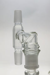 TAG Reclaim Adapter with Dish & Clip for Bongs, 14mm Female Joint, Clear Glass, Side View
