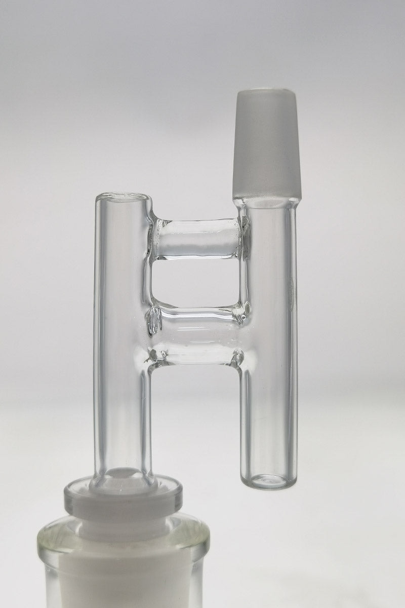 TAG Universal Reclaim Catcher Adapter with clear glass, side view, fits multiple joint sizes