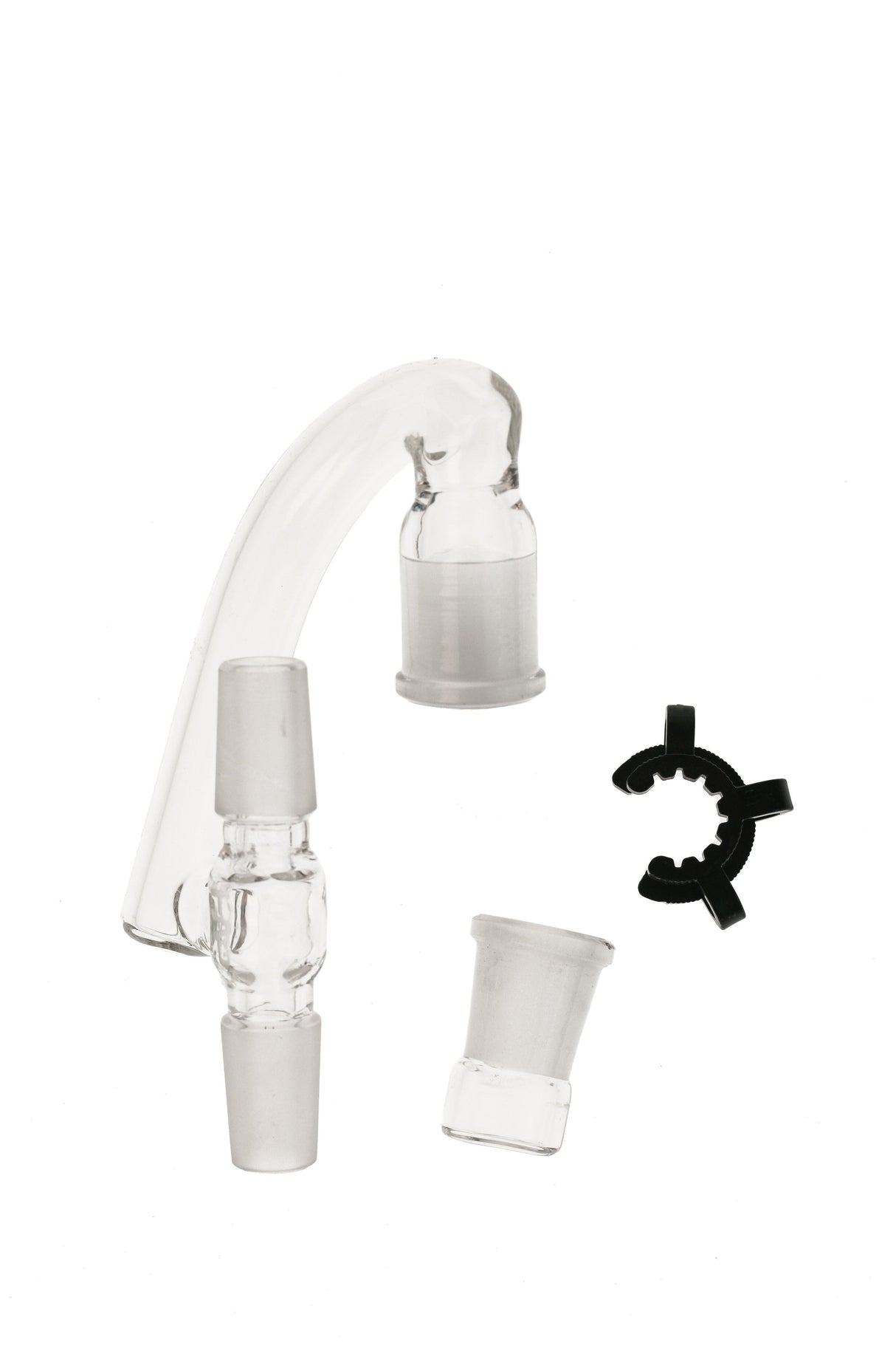 TAG - Clear Reclaim Drop Down Adapter with 14mm Male to Female Joint on White Background