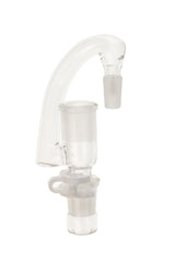 TAG Reclaim Drop Down Adapter front view, clear glass, 14mm to 18mm size, for bong customization