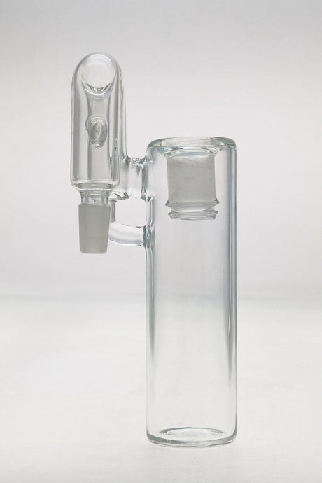 TAG clear glass ash catcher with removable downstem, 18MM to 14MM, side view on white background