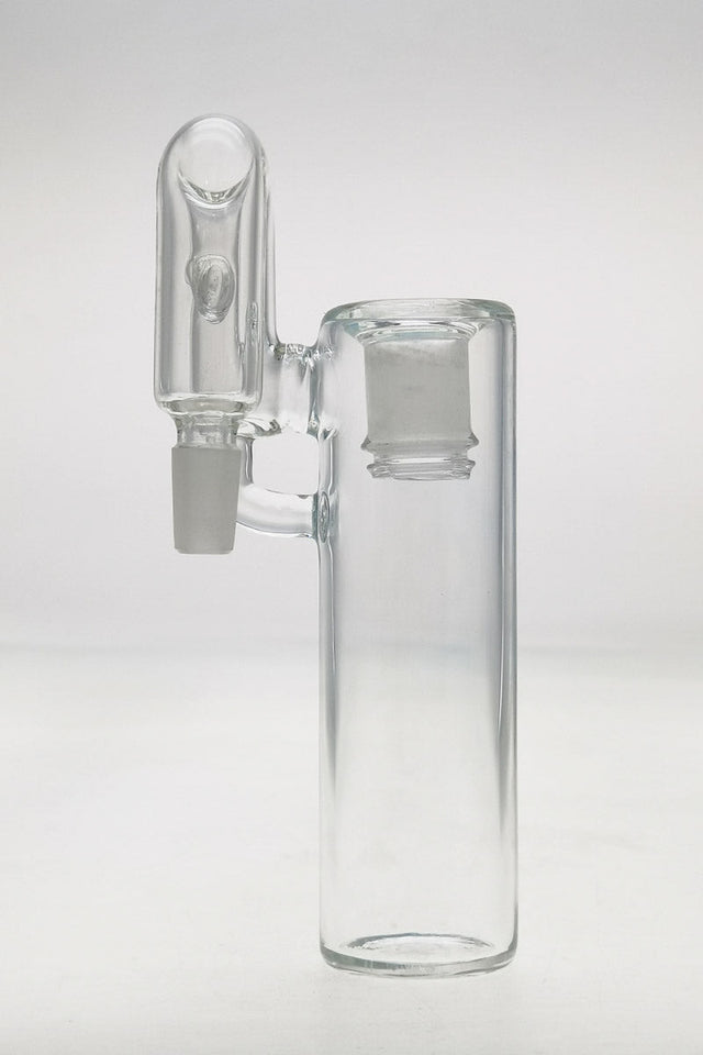 TAG clear glass ash catcher with removable downstem, 18MM to 14MM, side view on white background