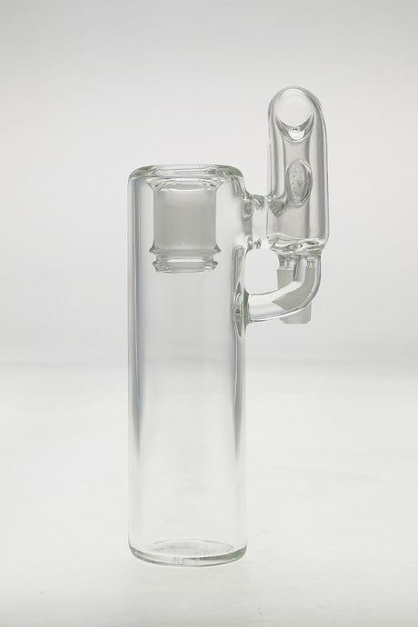 TAG clear glass ash catcher with removable downstem, 18MM to 14MM, side view on white background