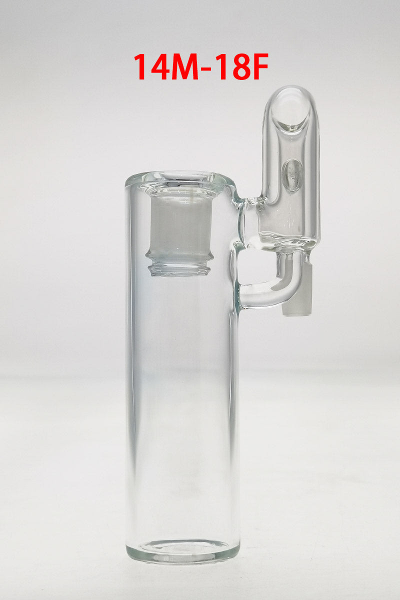 TAG Clear Glass Ash Catcher with Removable Downstem, 14MM Male to 18MM Female, Front View