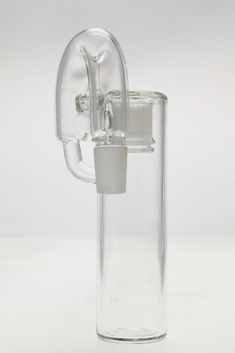 TAG clear quartz ash catcher with removable downstem, 18MM Male to Female, side view