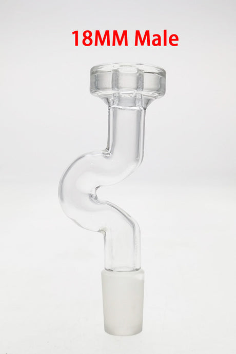 TAG Curved Straight Neck Replacement for Errl Cannon, 18MM Male Joint, Clear Glass, Front View