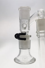 Thick Ass Glass Slide Holder Stand attached to bong, side view, compatible with 14-19mm joints