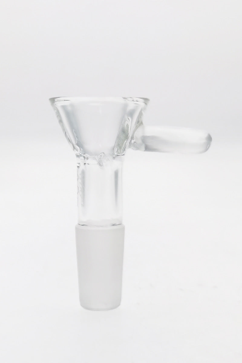 TAG Quartz Bong Bowl with Pinched Screen and Raised Handle, 14mm Joint - Front View