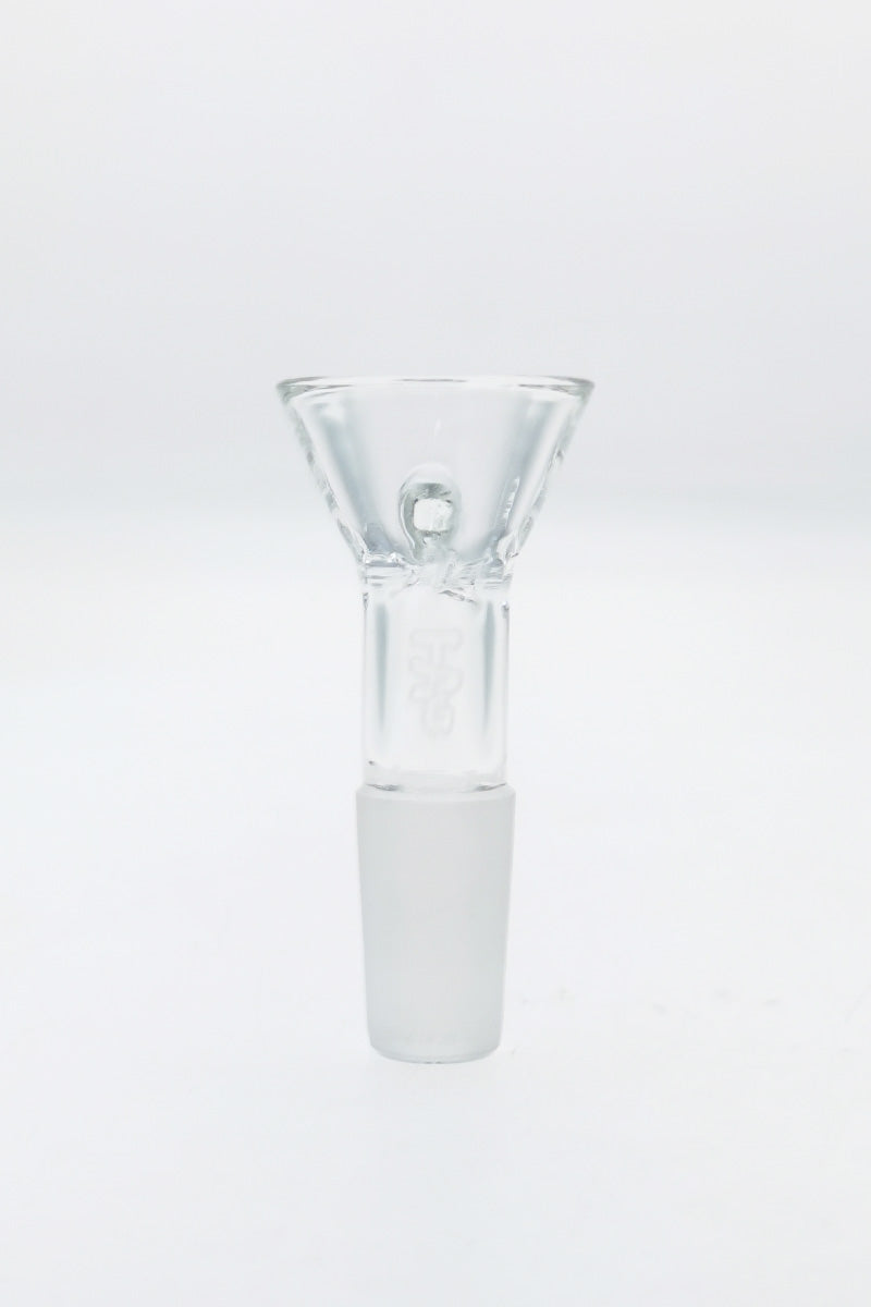 TAG Quartz Bong Bowl with Pinched Screen and Raised Handle on White Background
