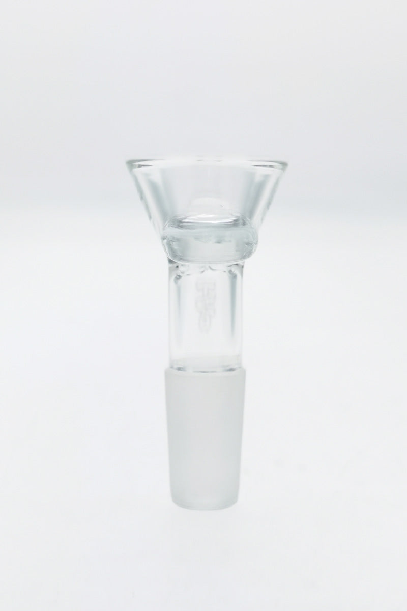 TAG Quartz Bong Bowl with Pinched Screen and Handle, 14mm Front View on White Background