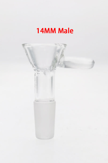 TAG Quartz Bong Bowl with Pinched Screen and Raised Handle for Easy Lifting - 14mm Male Joint
