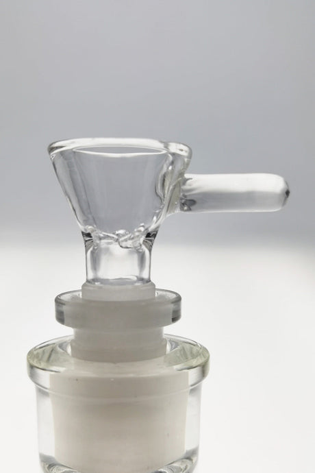 TAG Quartz Bong Bowl with Raised Handle and Pinched Screen, 14mm Joint - Front View