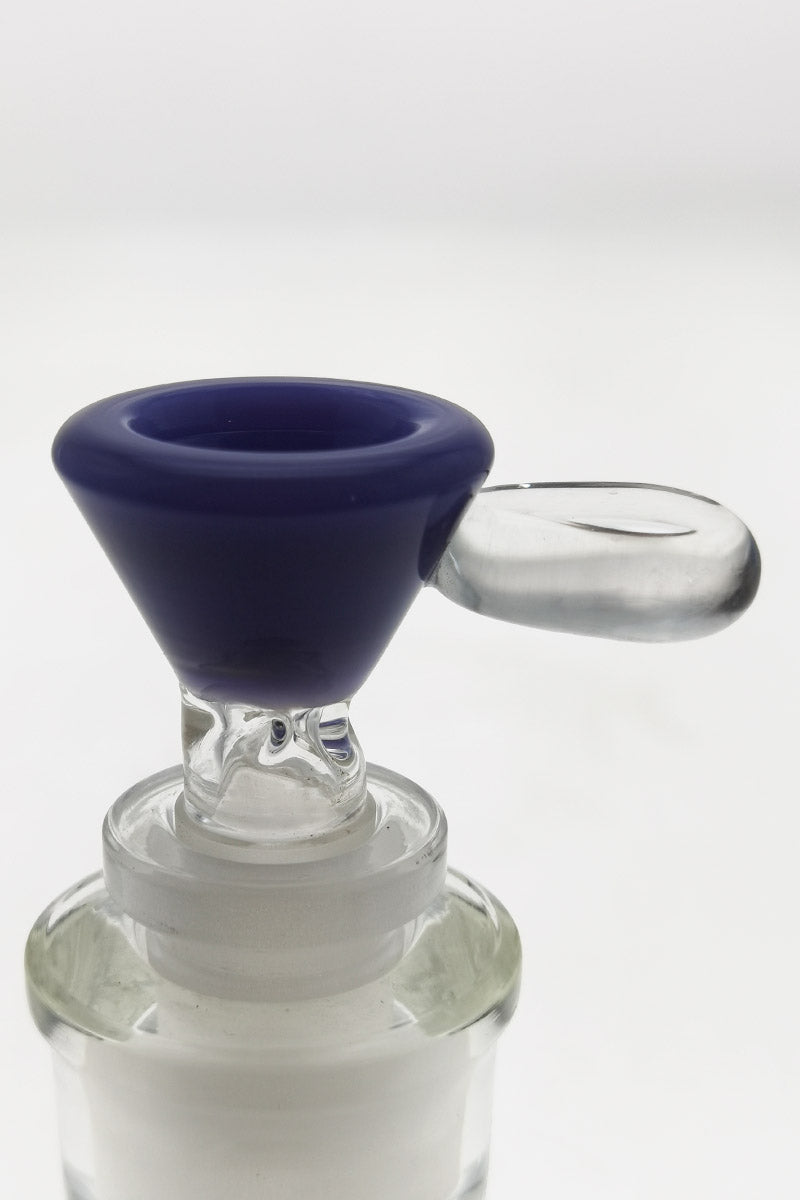 TAG Quartz Bong Bowl with Raised Handle and Pinched Screen, 14mm Joint - Close-Up