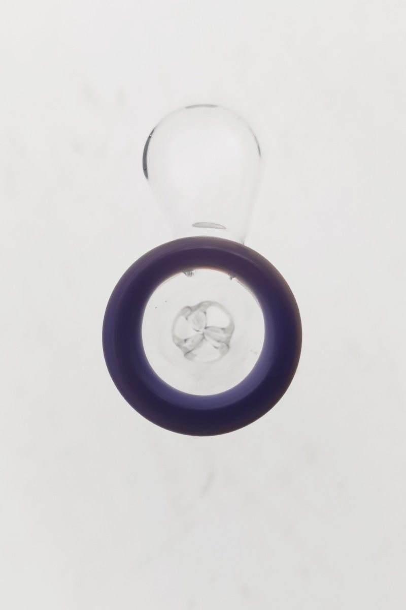TAG Quartz Bong Bowl with Pinched Screen and Purple Handle - Top View