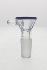 TAG Quartz Bong Bowl with Pinched Screen and Raised Handle, 14mm Joint, Front View