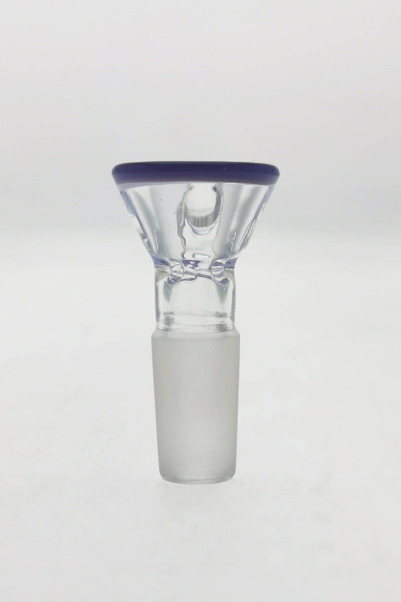TAG Quartz Bong Bowl with Raised Handle and Pinched Screen, 14mm Joint - Front View