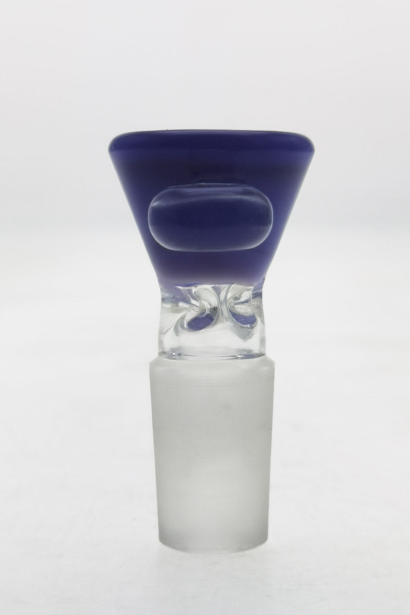 TAG Quartz Bong Bowl with Raised Handle in Navy Blue, Front View on White Background