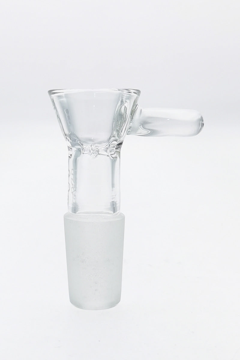 TAG Quartz Bong Bowl with Pinched Screen and Raised Handle - Front View