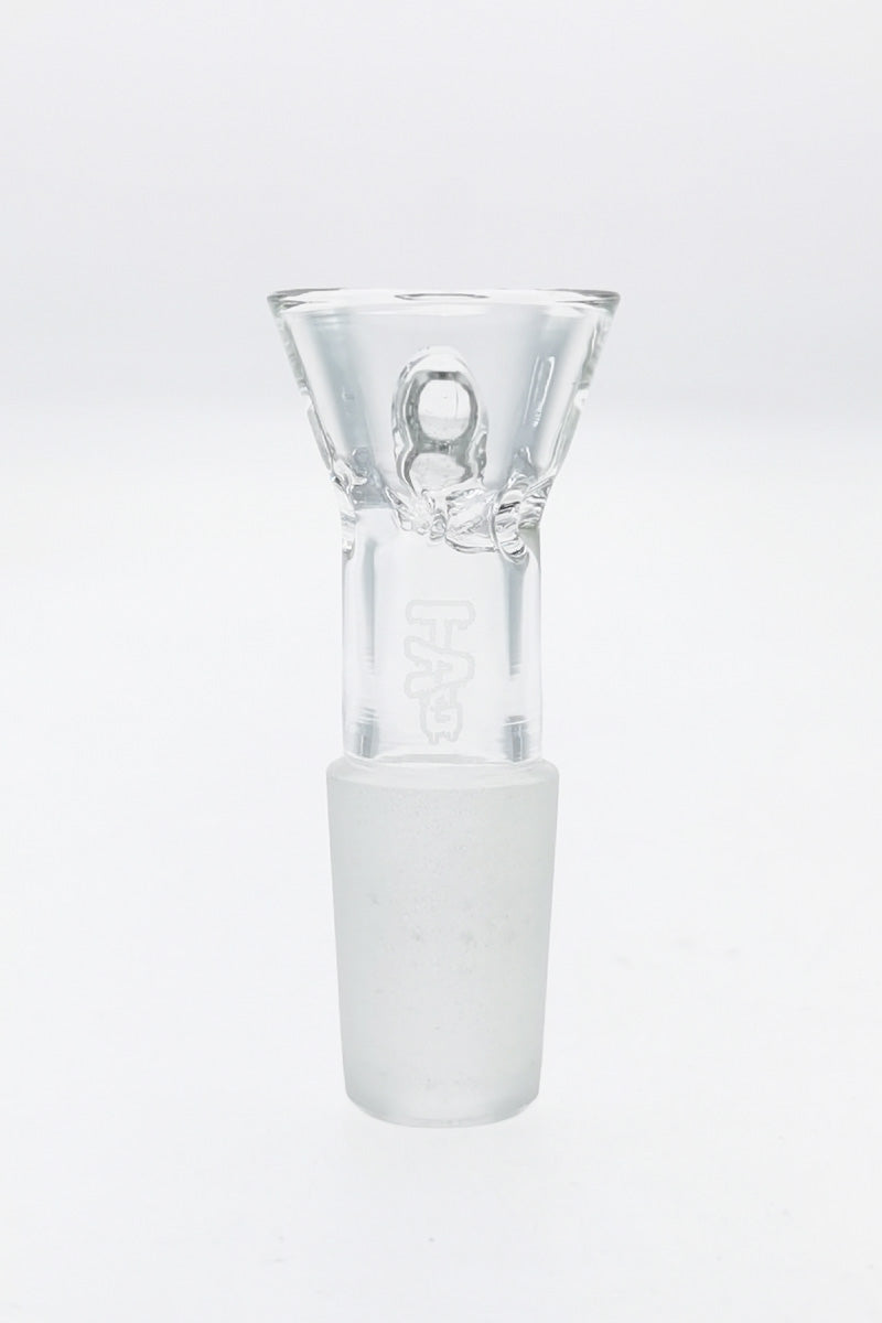 TAG Quartz Bong Bowl with Pinched Screen and Raised Handle, Front View
