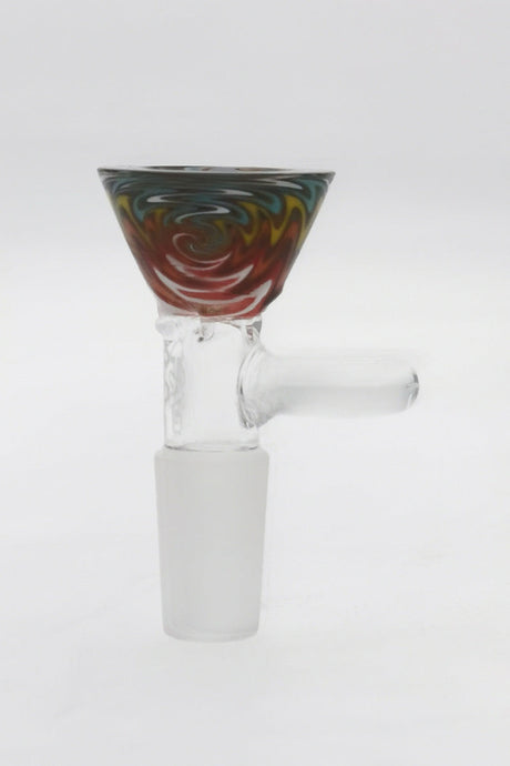 TAG Worked Reversal Bong Slide with Pinched Screen and Handle in Wigwag Design - Side View