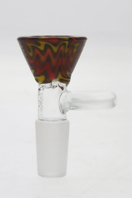 TAG 14MM Male Worked Reversal Bong Bowl with Pinched Screen and Handle, Wigwag Design