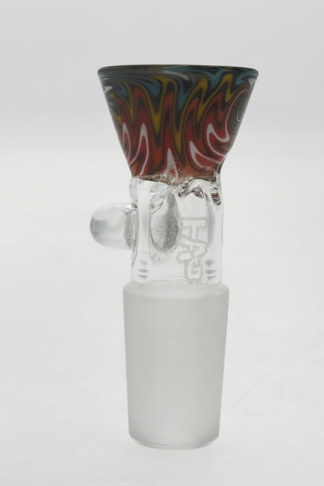 TAG Worked Reversal Bong Bowl w/ Screen, Handle, Wigwag Design - 18MM Male Joint