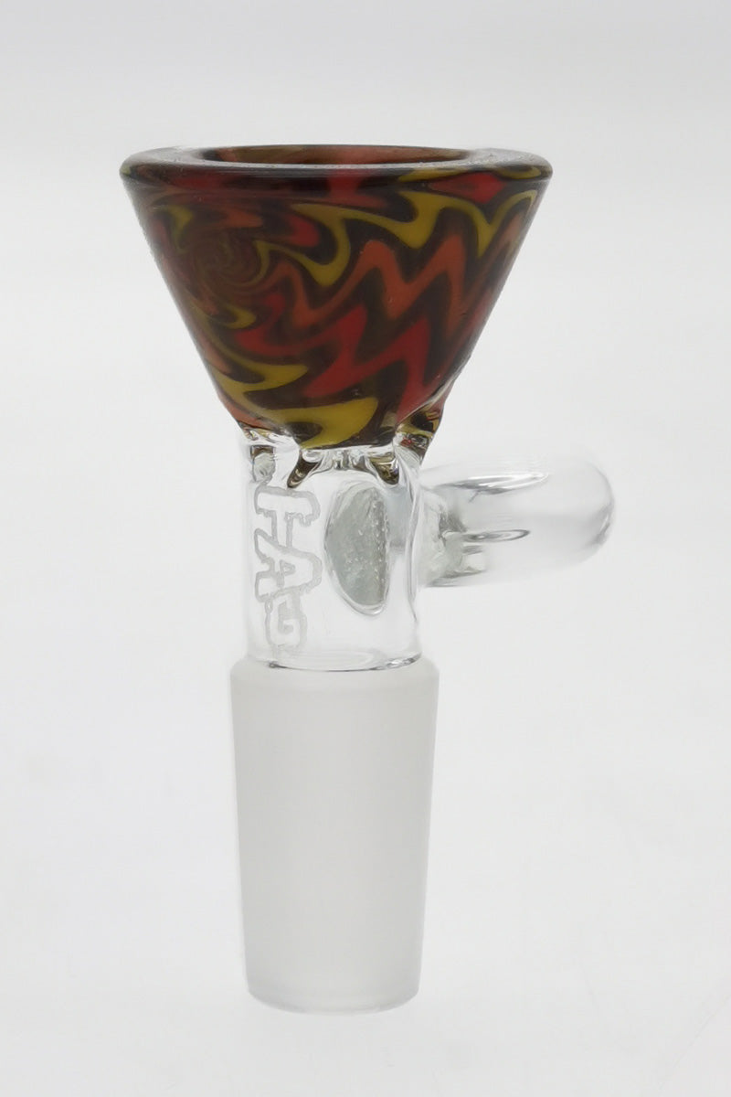 TAG Worked Reversal Glass Slide with Pinched Screen and Handle for Bongs, Front View