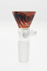TAG Worked Reversal Bong Bowl with Pinched Screen and Handle, Swirl Design, Front View