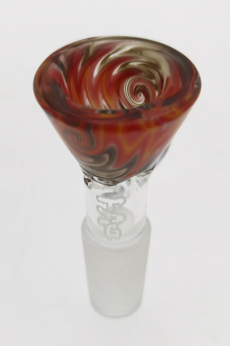 TAG Worked Reversal Bong Slide with Pinched Screen and Handle, 14mm Joint, Front View
