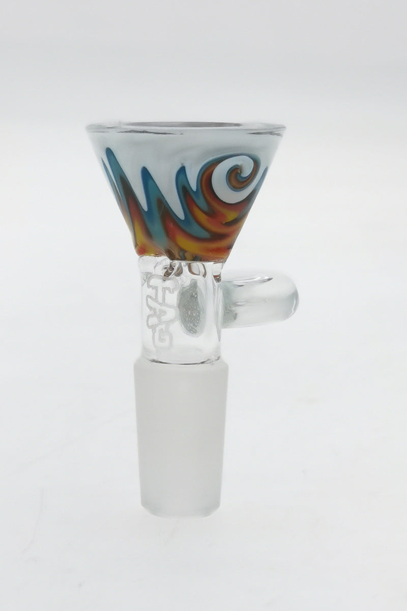 TAG Worked Reversal Bong Slide with Pinched Screen and Handle, Front View