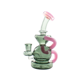 MAV Glass Tahoe Bulb Recycler Dab Rig with Pink Accents - Front View