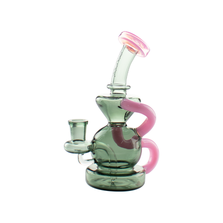 MAV Glass Tahoe Bulb Recycler Dab Rig with Pink Accents - Front View