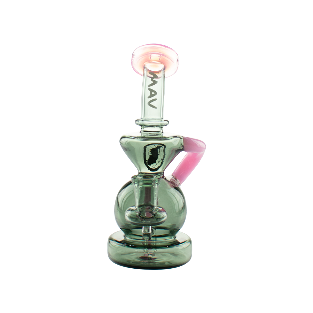 MAV Glass - Tahoe Bulb Recycler Dab Rig with Pink Accents - Front View