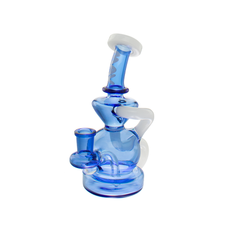 MAV Glass Tahoe Bulb Recycler Dab Rig in Blue - Front View on White Background