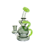 MAV Glass Tahoe Bulb Recycler Dab Rig in Green with Side View on White Background