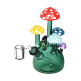 Colorful Mushroom Themed 6" Glass Dab Rig with 14mm Female Joint - Front View