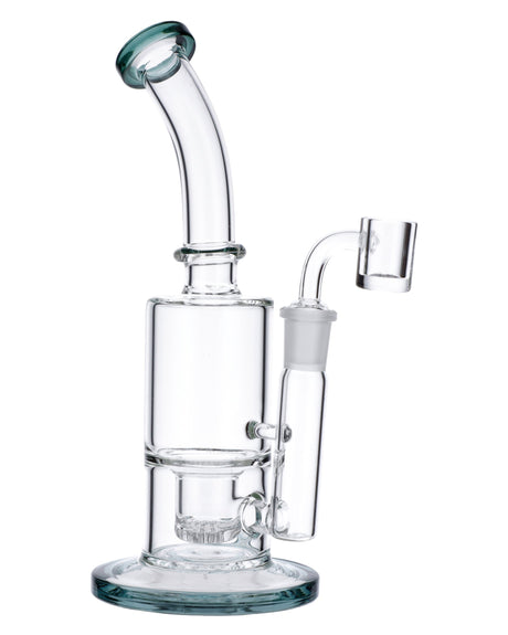 Teal Dual-Purpose Bubbler Rig by Valiant Distribution, 8" with 90 Degree Joint, Front View
