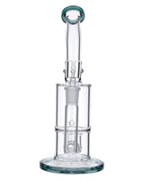 Teal Dual-Purpose Bubbler Rig by Valiant Distribution, 8" tall, 90-degree joint, front view on white background