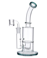 Valiant Distribution 8" Teal Dual-Purpose Bubbler Rig for Dry Herbs & Concentrates, Front View