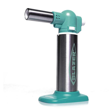 Blazer Big Buddy Torch Lighter in Teal - Compact and Portable for Dab Rigs, Side View