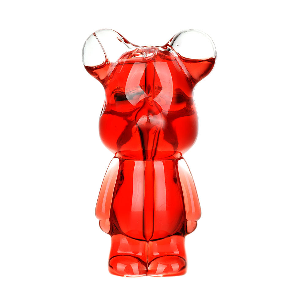 Colorful Teddy Bear Glycerin Hand Pipe, 4.25" Borosilicate Glass, Front View