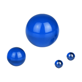 Solid blue color marble set for dab rigs, 4-pack, in various sizes, borosilicate glass, top view