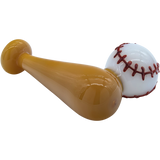 LA Pipes "420 Stretch" Bat & Baseball Glass Pipe, 4.65" Borosilicate, USA Made