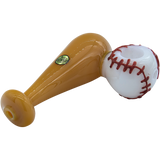 LA Pipes "420 Stretch" Bat & Baseball Glass Pipe for Dry Herbs, USA Made, 4.65" Length