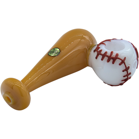 LA Pipes "420 Stretch" Bat & Baseball Glass Pipe for Dry Herbs, USA Made, 4.65" Length