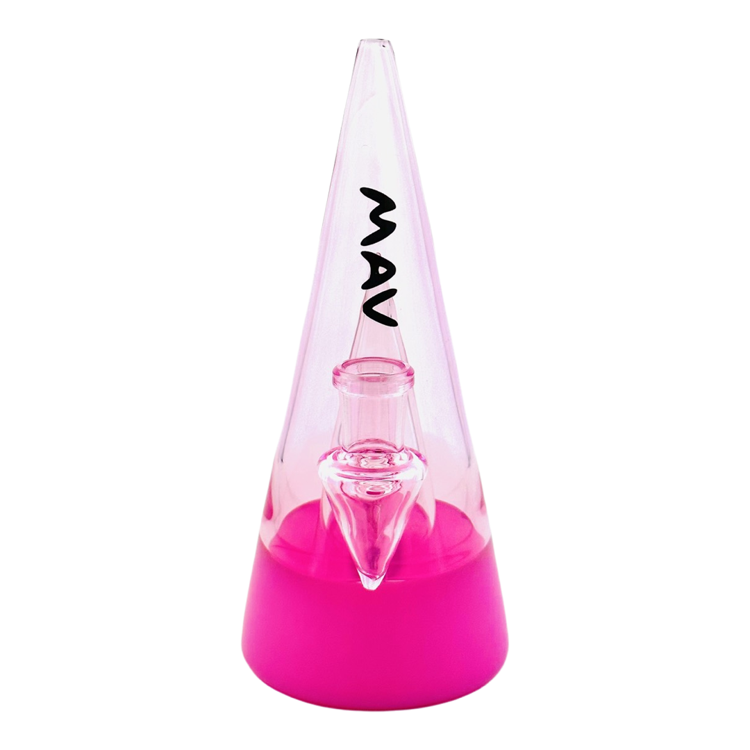 MAV Glass - The Beacon 2.0 Bong - Pink Cone Design with Clear Top - Front View