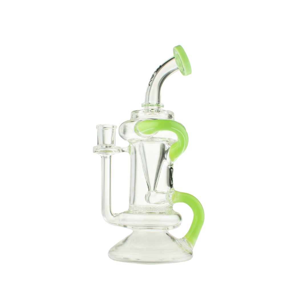 MAV Glass - The Big Bear Recycler Dab Rig with Green Accents - Front View
